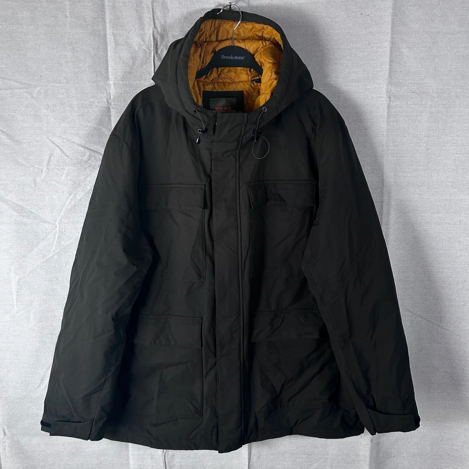 Bass Outdoor Mens XXL Hooded Field Jacket Black Quilted Parka Coat XXL