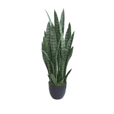 36  Faux Snake Plant Sansevieria Plant in Black Pot for indoor outdoor use