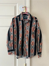 Wrangler Boy  s Western Aztec Pearl Snap Shirt Size Medium