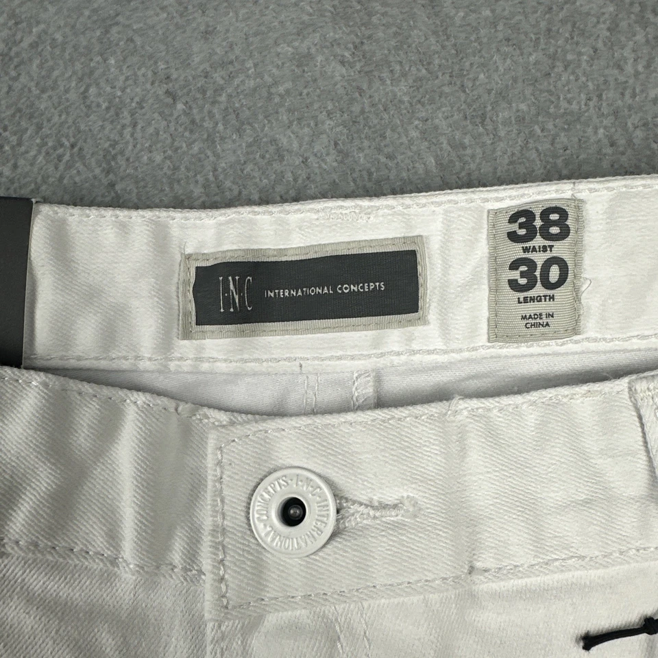 INC Jeans Mens 38x30 White Stockholm Skinny Fit Super Stretch Moto Zippered New - Image 3 of 4