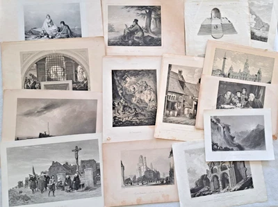 Sammlung Stahstiche Konvolut 14 Blatt 1850 Landschaft Berge Luther Architektur - Bild 1 von 4