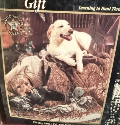 Hunting Dog Lab Retriever Duck Tapestry Throw Blanket Lodge Cabin Decor 60”x46” - Image 1 of 4