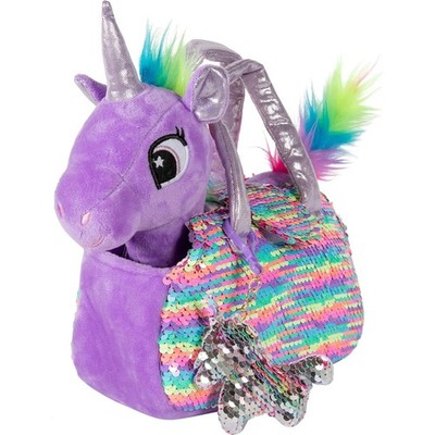 Plush Unicorn Set Reversible Sequins Charm Gift for Girls Kids Ages 4-7