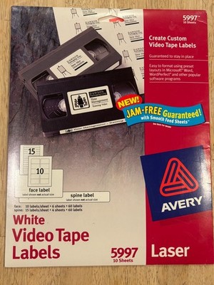 Avery - 5997 - White Laser Video Tape Labels - 60 Face and 60 Spine Labels