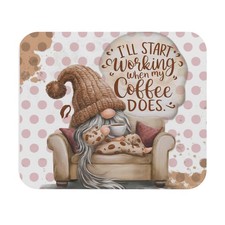 Cute Gnome Coffee-Themed Mouse Pad, Desk Accessory, Gift for Coffee Lovers