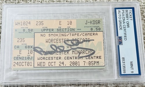 BOSTON BRUINS LEGEND BOBBY ORR SIGNED TICKET MINT 9 AUTOGRAPH PSA/DNA - Picture 1 of 2