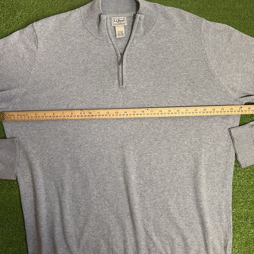 LL Bean Soft 1/4 Zip 2XL Tall Mock Neck Grey Cotton Cashmere Sweater EUC 2XLT - Picture 3 of 5