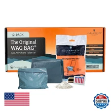Cleanwaste Original WAG Bag Portable Toilet 12-Pack Go Anywhere Kit Camping