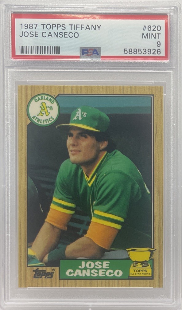 1987 Topps Tiffany Jose Canseco #620 Oakland A’s All-Star Rookie Cup PSA 9 Mint