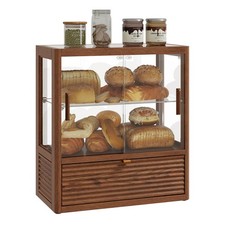 2-Tier Kitchen Countertop Bread Box with Glass Door, Large-Capacity Rustic Wo...