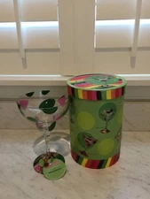 Lolita Hand Painted Watermelon Margarita Glass Recipe on the Bottom  🍉