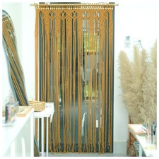 Boho Curtains For Living Room, Macrame Wall Hanging, Bead Doorway Curtain, Be...