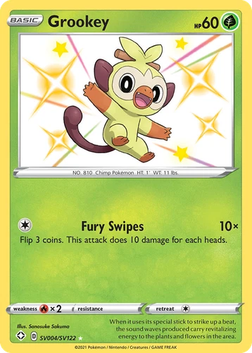 GROOKEY SV004/SV122 SHINY RARE SHINING FATES SHINY VAULT POKEMON NEAR MINT