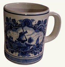 Delft's Vintage Hand Painted In Holland Blue and White Windmill Coffee/Teacup