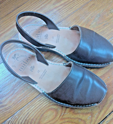 MIBO Avarcas Womens Brown Vegan ''Leather'' Size 37 Sandals Handmade in Spain