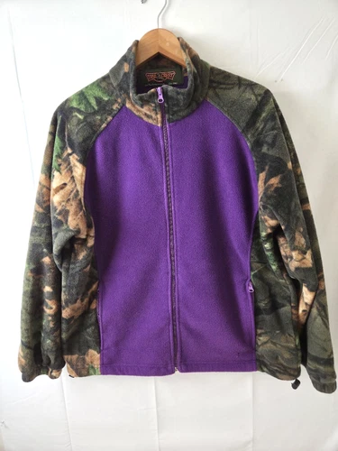 Trail Crest Dark Purple & Camo Men's Zip Up Polyester Fleece Jacket Sz XL - product listing photo