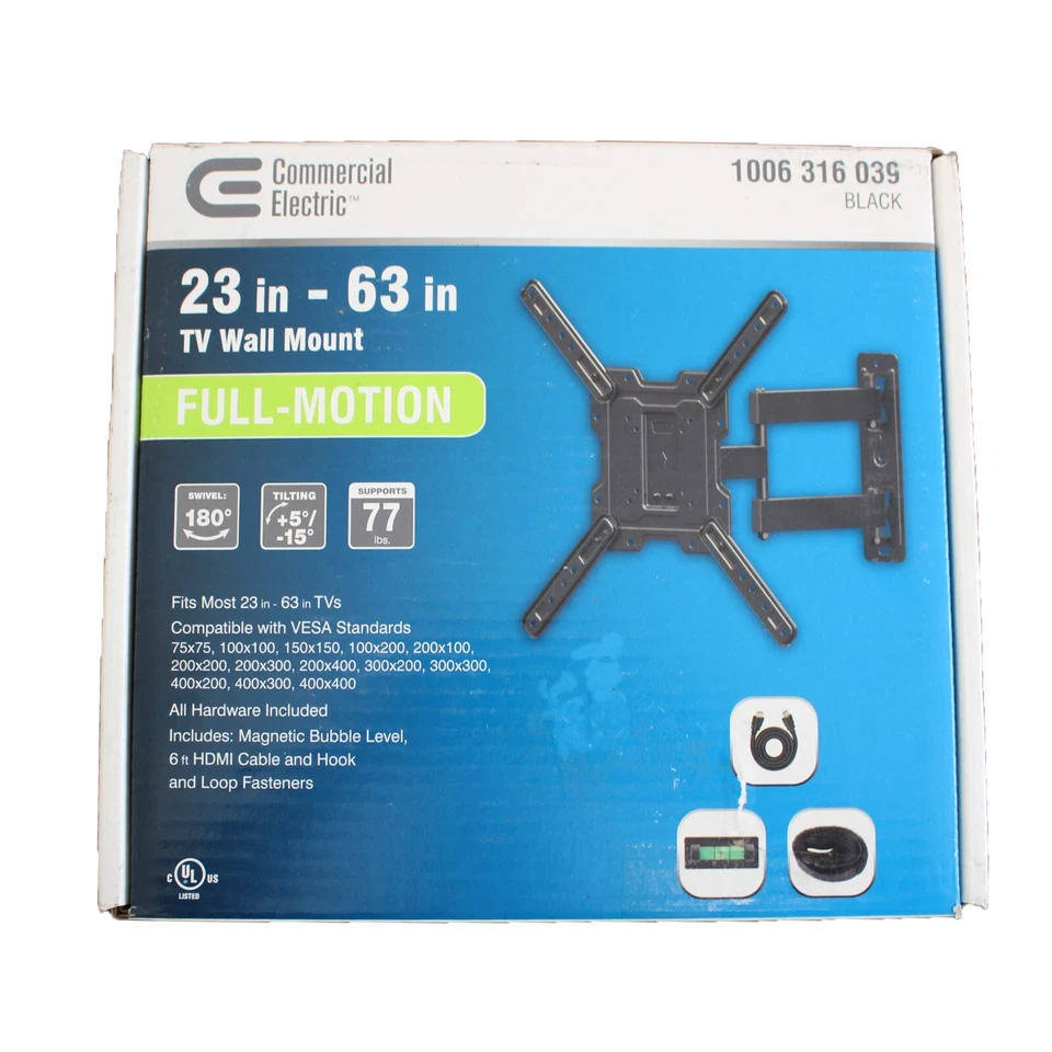 23 in-63 in Full Motion Wall Mount for TVs Commercial Electric XD2615-1A New - Image 4 of 4