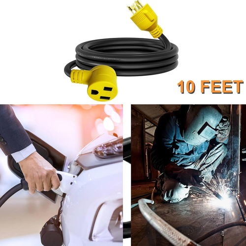 10 FT NEMA L14-30P to 6-50R Welder Adapter Plug Extension Cord, 4 Prong 30 Amp T - Picture 6 of 12