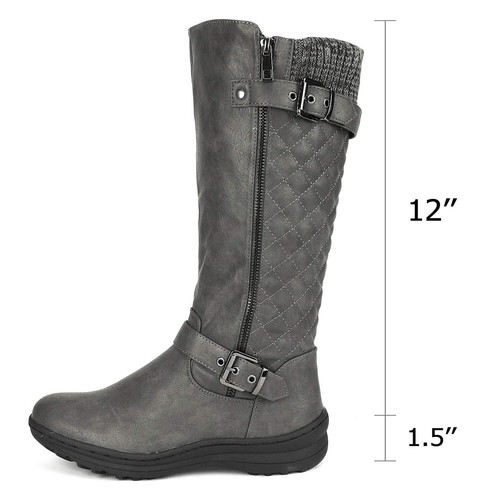 Damen Winter Fell Kniehohe Stiefel Schneestiefel Kampf Reitstiefel Schuhe Größe 5-11 - Bild 24 von 25