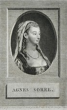 AGNES SOREL 1422-1450 PORTRAIT ENGRAVING 19th century ISABELLE LORRAINE