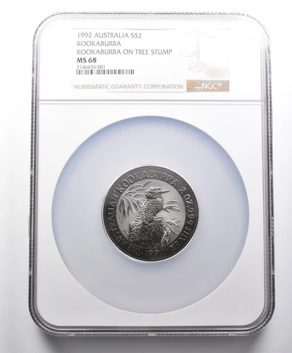 MS68 1992 Australia 2 Dollar Silver Kookaburra 2 Oz Silver NGC *0001