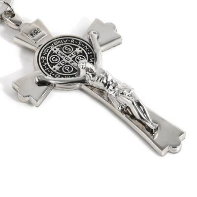 big pendant ITALY CROSS CRUCIFIX JESUS 925 Sterling Silver ROPE 24 ...