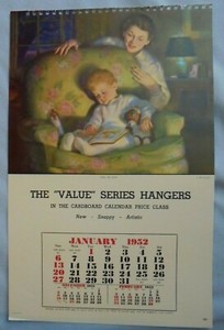 Baby Asleep In Chair Bear, Book, Mother 15.5"x10" Calendar Print 1952 FREE SHIP