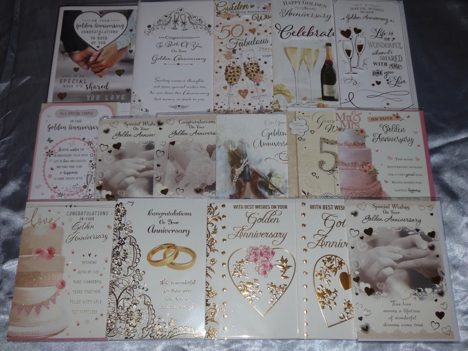 GOLDEN WEDDING ANNIVERSARY CARD GREETINGS CARD ON YOUR 50TH 50 YEARS FIFTY