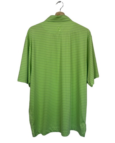 Footjoy FJ Men's Large Green Striped Golf Polo Shirt Polyester No Club Logos - Picture 3 of 6