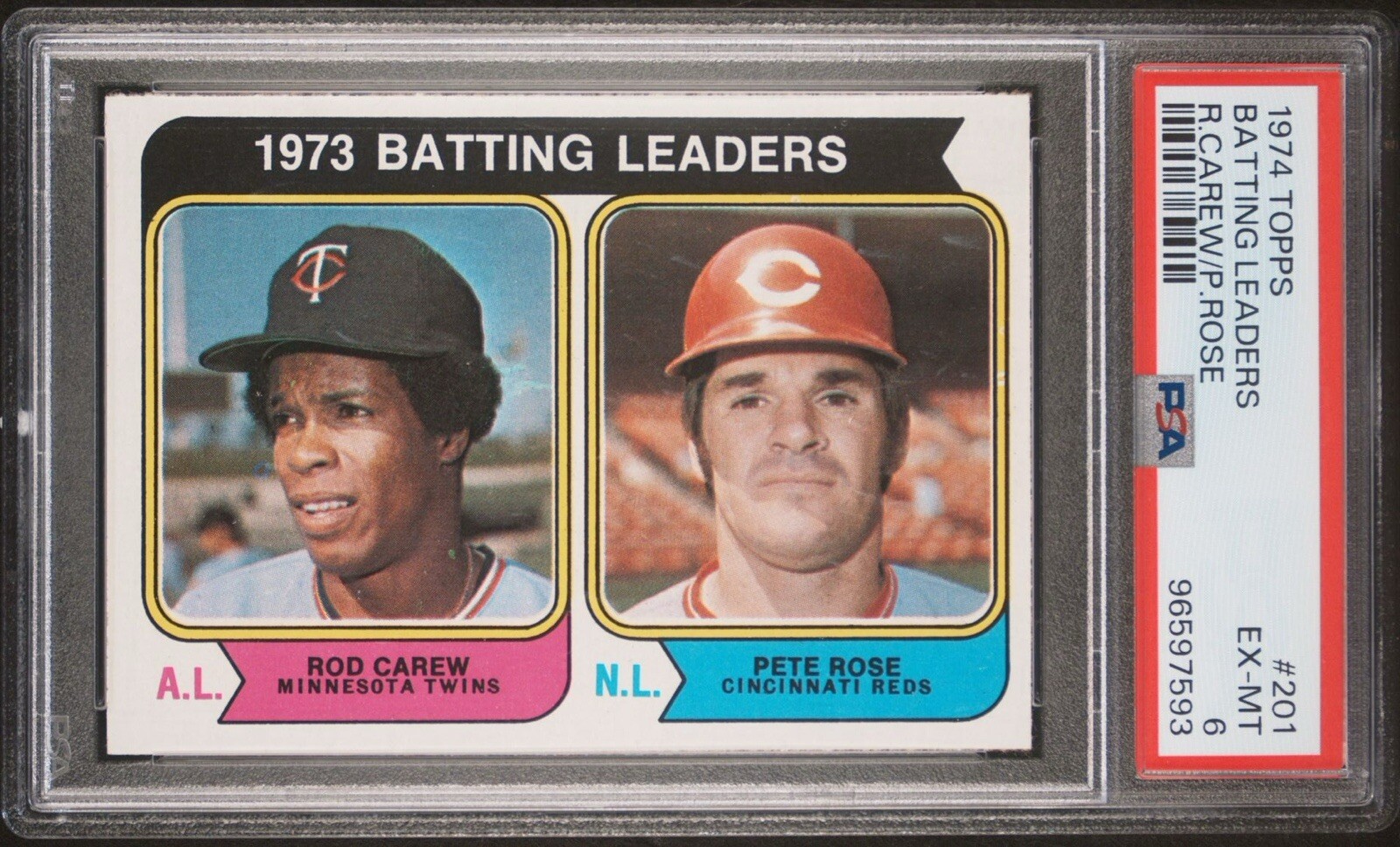 1974 Topps #201 Batting Leaders Rod Carew/Pete Rose PSA 6