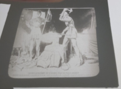 Antique Magic Lantern Slide Blacksmith Forge Middle Ages Plate Armor 3.25'' x 4''