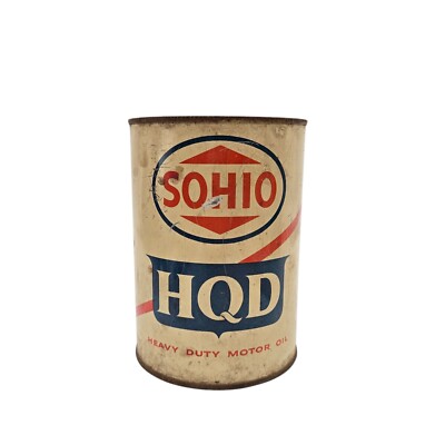 Vintage Original 1950s era SOHIO HDQ MOTOR OIL  Tin 1 qt. Can empty