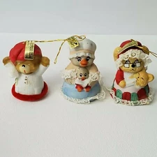 VTG Jasco Caring Critter Chimers Christmas Bells Ornaments Bears & Duck Lot of 3