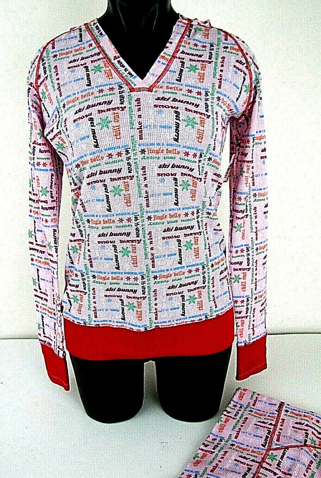 Флирт средний пижамы комплект розовый слова тепловой толстовка с капюшоном длинный снежинка зима новый с Ярлыками - Изображение 2 из 4