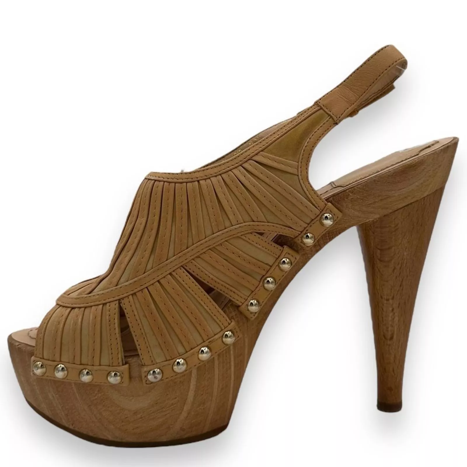 Sandales Christian Dior plateforme cuir tissé et bois talon haut 38,5 neutre