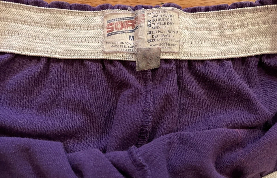 Pantalones Cortos De Colección Años 90 Suave Púrpura Algodón en Blanco Poliéster Alegría Gimnasio Medianos Foto 2 de 4