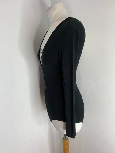 Alexander Wang body suit S VGC black stretch jersey lace up low 8 10 - Picture 5 of 9