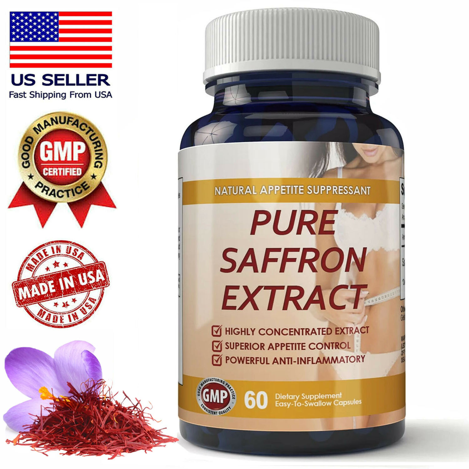 Max Strength Pure Saffron Extract Capsules Lemon Lean Diet Weight Loss