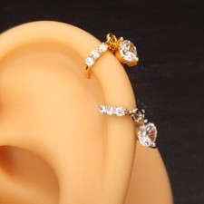 Diamond Tragus Helix Cartilage Ring Body Piercing Hoop Ring Earring Silver Gold