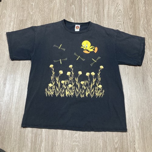 Tweety Shirt XL 90s 00s Y2k Looney Tunes Sun-Flower Dragonfly Distressed Tee