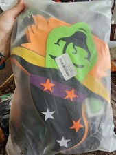 Delux Halloween Witch Costume Girls Kids Dress Witch Hat Broomstick Candy Bag, M