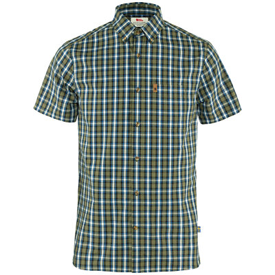 Fjällräven Övik Herren-T-Shirt kurzarm Hemd Freizeithemd Grün kariert Karo
