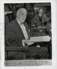 1957 Press Photo Governor Harold Handley sits at his desk in Indianapolis