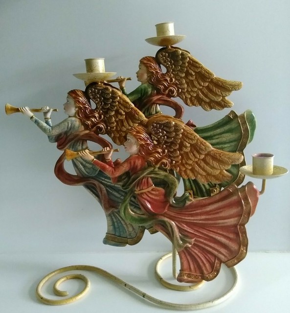 Herald Angels Christmas Angel Candle Holder Candelabra 3 Candles
