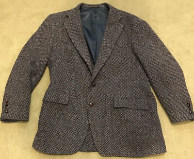 GLENCARLYN Sport Jacket Coat Wool Navy Blue & Burgundy Check Mens
