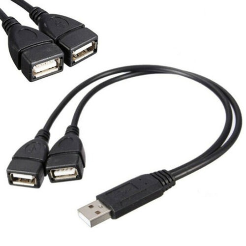 USB 2.0 A Male To 2 Dual Female Jack Y Splitter Hub Adapter Power 2 USB Cable - Bild 1 von 12