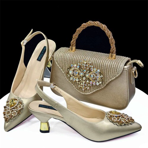 Moda Italiana Moda Zapatos Mujeres Fiesta Zapatos Y Bolsos Conjunto Con Bolsa A Juego - Imagen 20 de 24