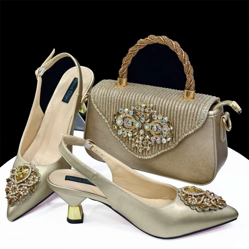Women Fashion Shoes Italian Party Shoes and Bags Set with Matching Bag - Picture 20 of 29