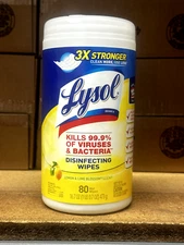 LYSOL disinfecting wipes 80ct 1x lemon & lime blossom scent sanitizing wipes pk2