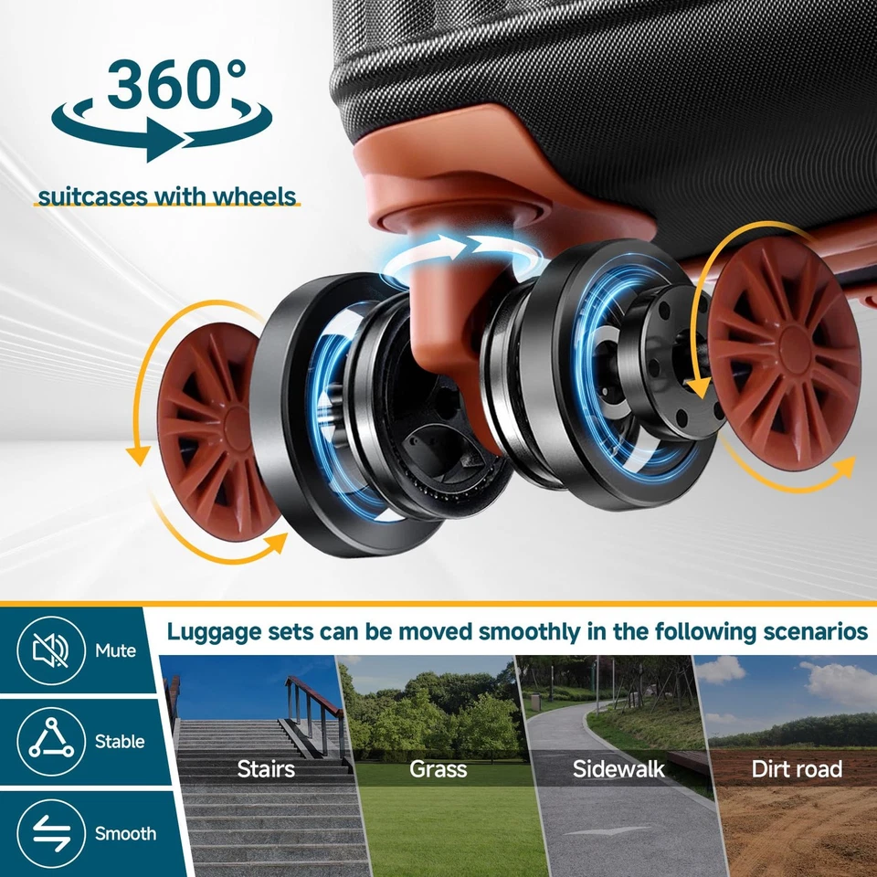 Juego de equipaje 6 piezas, 4 años de garantía limitada, maletas con ruedas, ABS PC Har... Foto 2 de 4